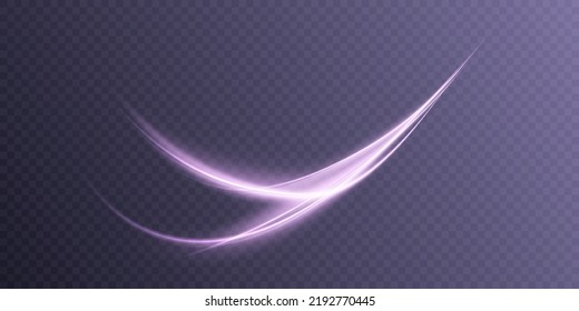 Abstract wavy line of light on a transparent background. Energy flow of light. Vector