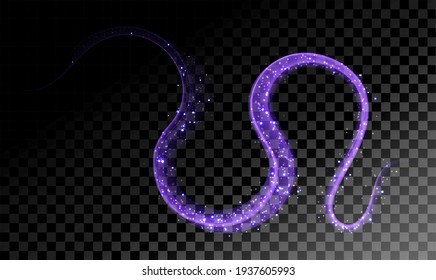 Abstract wavy line of light with a transparent background. Glittering dust of lights. Graphic concept for your design.