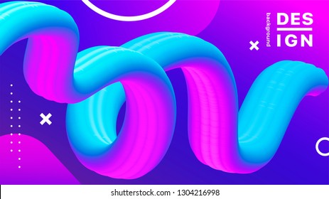 Abstract wavy line in the neon light. Vector modern background for banner, poster, ui and web design
