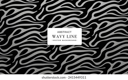 Abstract Wavy Line pattern in Black and White or Zebra skin pattern background