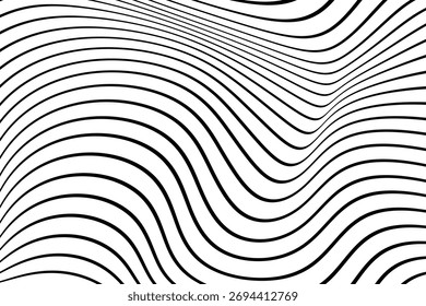 Padrão abstrato de linha ondulada em preto e branco. Fundo mínimo moderno para projetos de design, cartazes, papéis de parede e modelos gráficos.
