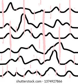 Abstract wavy line pattern, seamless vector geometric background.