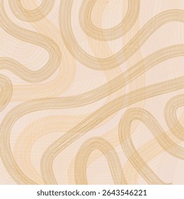 Padrão de linha ondulada abstrata em cores bege macio e dourado