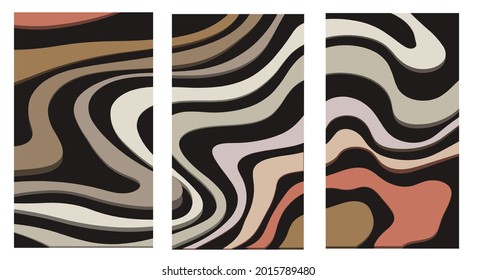 Resumen del patrón de línea ondulada en los colores de moda de 2021. Conjunto de texturas de tope
