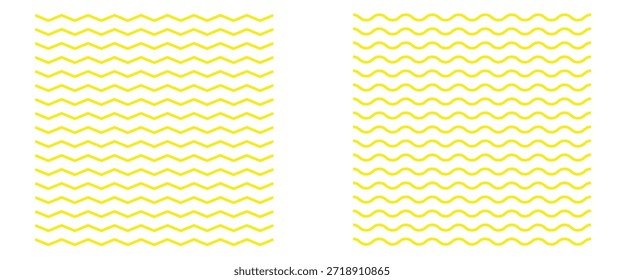 Padrão abstrato de linha ondulada em amarelo e branco para fundos de design modernos.  Conjunto de linhas onduladas em ziguezague. As linhas de cor amarelas ziguezague chevron lindo padrão geométrico fundo.