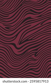 Abstract Wavy Line Pattern zebra stripes in Burgundy and White – Optical Illusion, Fluid Motion, Modern Art Background for Digital and Print Designs, Ideal for Wallpapers, Textiles, and Web Graphics
