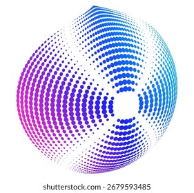 Abstract wavy line sphere in gradient blue purple colors. Stylish minimalistic design for fashion, textiles, modern wallpapers, creative branding, trendy backgrounds and contemporary home decor