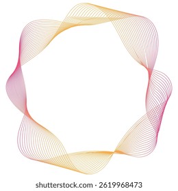 Abstract wavy line spiral frame in pink and yellow gradient, forming a decorative square border with a modern and minimal look.