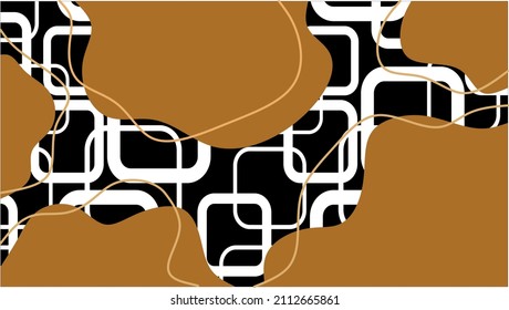 Abstract wavy line with square pattern. Vector Illustration.