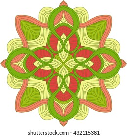 Abstract wavy line symmetry ornament. Mandala vector.