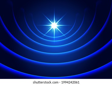 Ilustración de vector de línea ondulada abstracta en tono de color azul   