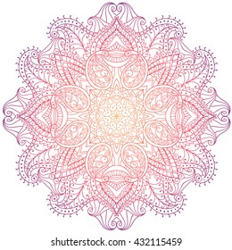 Abstract wavy line vector symmetry ornament. Round pattern, mandala.