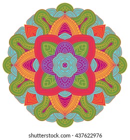 Abstract wavy line vector symmetry ornament. Round pattern, mandala.