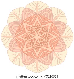 Abstract wavy line vector symmetry ornament. Round pattern, mandala.