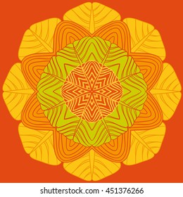 Abstract wavy line vector symmetry ornament. Round pattern, mandala.
