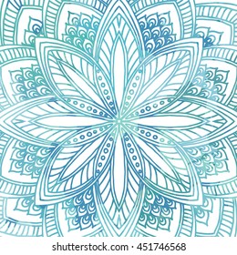Abstract wavy line vector symmetry ornament. Round pattern, mandala.