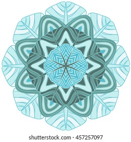 Abstract wavy line vector symmetry ornament. Round pattern, mandala.