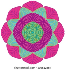 Abstract wavy line vector symmetry ornament. Round pattern, mandala.