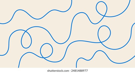 Abstract wavy linear background. Vector illustration of outline random chaotic lines. Creative background with quirky waves