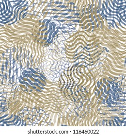 Abstract wavy lined texture seamless pattern, vector background.