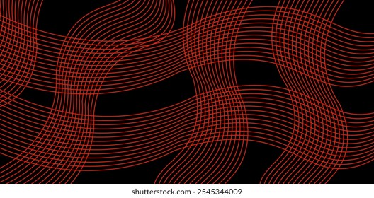 Abstract wavy lines background black .