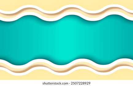 Abstract Wavy Lines Background. blue gradient background, paper color. Modern Teal and Beige Design. 3D Layered Wave Pattern. Elegant wavy Lines flowing, Curved Illustration. Clean and Simple banner
