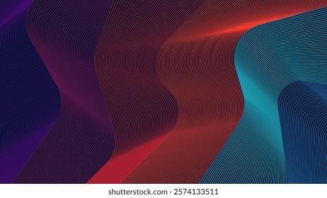 Abstract wavy lines background, colorful lines shape decorative design vector