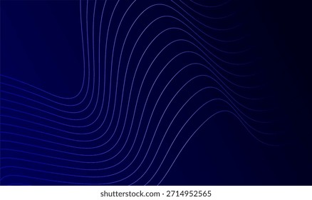 Fundo abstrato de linhas onduladas, fundo de gradiente azul escuro. Fundo de linha curva elegante.