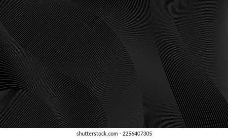 Resumen de diseño de fondo de líneas onduladas para afiches, pancartas, presentaciones, anuncios y volantes, aislados en fondo negro.