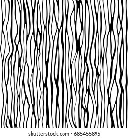 Abstract wavy lines background design - seamless vector pattern - black and white.