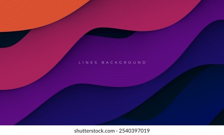 Abstract wavy lines background, gradient lines shape decorative design vector