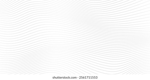 Abstract wavy lines background. Gray curve stripes on white. Monochrome texture. Modern simple minimalist design for cover, web, package