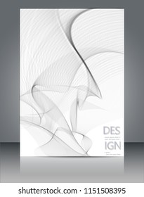 Abstract wavy lines background with grey & white colors, ideal for business, brochure cover designs.
