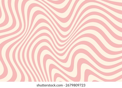 Abstrakte wellenförmige Linien Hintergrund in Pastellrosa, Retro geometrische optische Täuschung gestreifte Muster Design