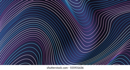 Abstract wavy lines background pink and blue colors. Striped textile imitation. Rectangular composition Vol.1