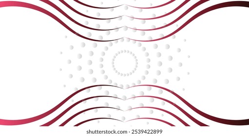 Abstract wavy lines background, red and white color scheme