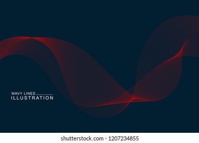 Abstract wavy lines background. Smoke waves design element. Isolated in dark color.