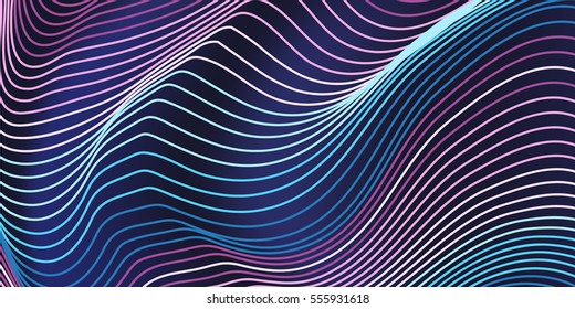 Abstract wavy lines background. Striped textile imitation. Rectangular composition. 