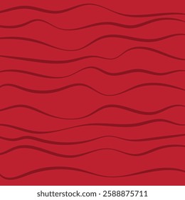 Abstract wavy lines background, suggesting modern design or technology. Abstract vector wave background. Colored waves design element. Curved lines isolated on red background.