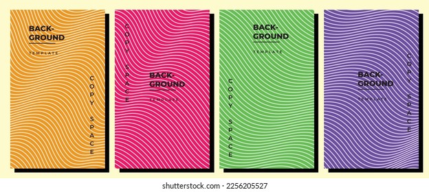 Abstract wavy lines background template set copy space for poster, banner, flyer, brochure, leaflet, or pamphlet
