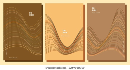 Abstract wavy lines background template set copy space for poster, landing page, banner, business card, flyer, or presentation page