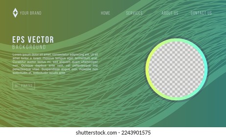 Abstract Wavy Lines Background with Vibrant Green Yellow Color Gradient for Website Landing Page
