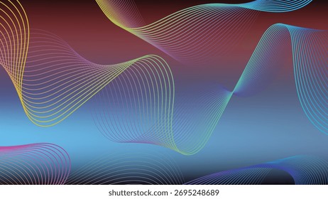 Fundo de linhas onduladas abstratas com cores vibrantes cria um design dinâmico e moderno perfeito para projetos digitais e apresentações criativas
