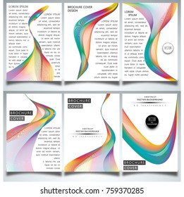 Abstract wavy lines backgrounds set. Ideal for brochure & flyer designs, cover templates.