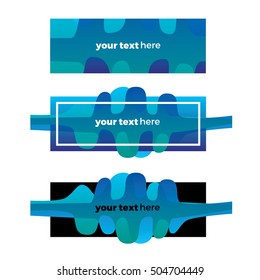Abstract wavy lines banners set on white background. Mountains, sound wave, water, sea, river. Colorful gradient. Modern flat layered vector illustration stylish design element