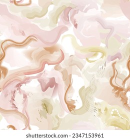 Abstract wavy lines. Beautiful seamless watercolored texture. Endless pattern in bright spring style. Flowing waves abstraction. Modern background for web site business graphics.