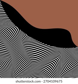 FUNDO DO PADRÃO DE CORES PRETO E BRANCO DAS LINHAS ONDULADAS ABSTRATAS. BOM PARA PÔSTER, PAPEL DE PAREDE, CAPA, QUADRO, FOLHETO, MÍDIA SOCIAL, CARTÃO DE SAUDAÇÃO