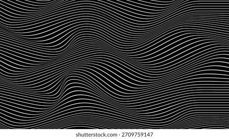 ABSTRACT WAVY LINES BLACK AND WHITE COLOR PATTERN BACKGROUND. GOOD FOR POSTER, WALLPAPER, COVER, FRAME, FLYER, SOCIAL MEDIA, GREETING CARD