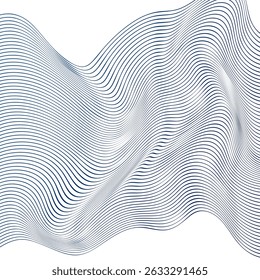 PLANO DE FUNDO DO PADRÃO DE COR DO GRADIENTE AZUL DAS LINHAS ONDULADAS ABSTRATAS. BOM PARA PÔSTER, PAPEL DE PAREDE, CAPA, QUADRO, FOLHETO, MÍDIA SOCIAL, CARTÃO DE SAUDAÇÃO