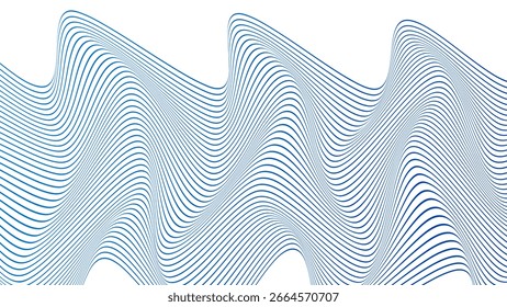 PLANO DE FUNDO DO PADRÃO DE COR DO GRADIENTE AZUL DAS LINHAS ONDULADAS ABSTRATAS. BOM PARA PÔSTER, PAPEL DE PAREDE, CAPA, QUADRO, FOLHETO, MÍDIA SOCIAL, CARTÃO DE SAUDAÇÃO